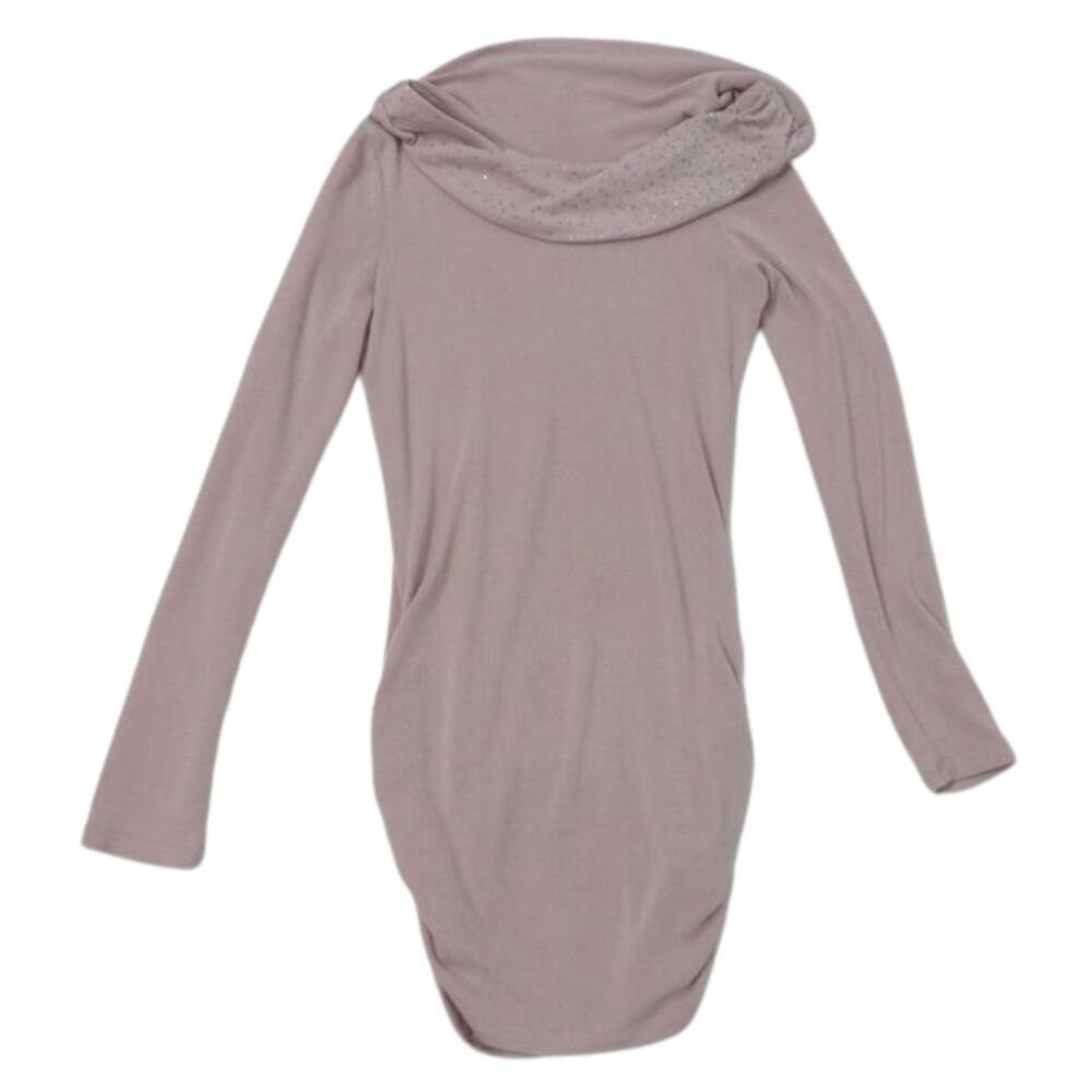 Knit Sweater Mauve Pullover with Cowl Neck and Sparkles Sz 8, Women Party Wear